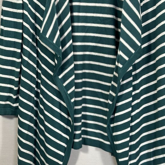 Market & Spruce Sweater Womens Small Cardigan Green Stripe Stretch Knit Open - Picture 3 of 8
